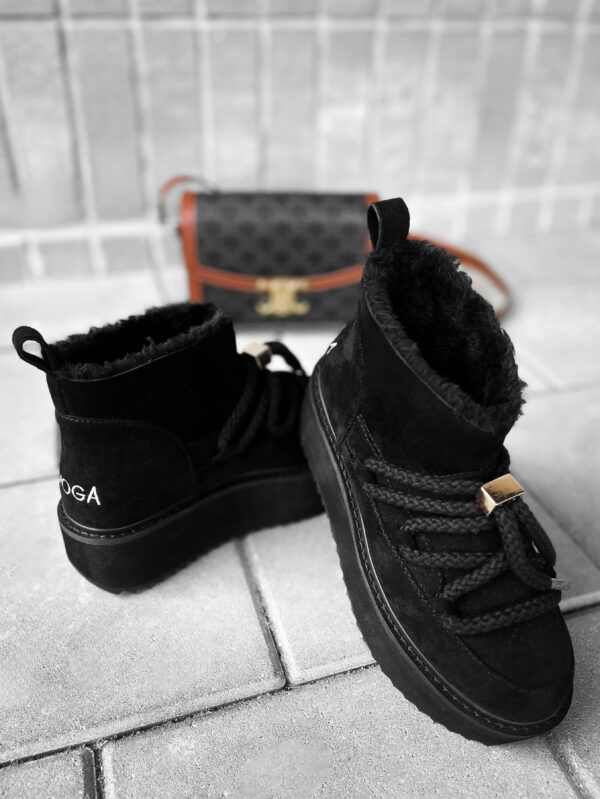 Śniegowce damskie zamszowe z futerkiem, czarne, GRANDA OLAVOGA, ola voga