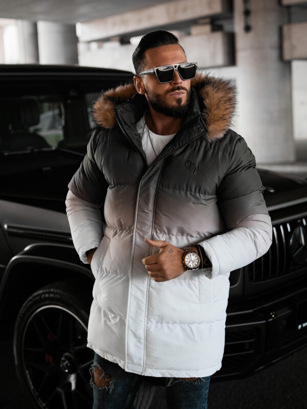 Kurtka męska z kapturem Ombre Olavoga khaki pikowana sklep online