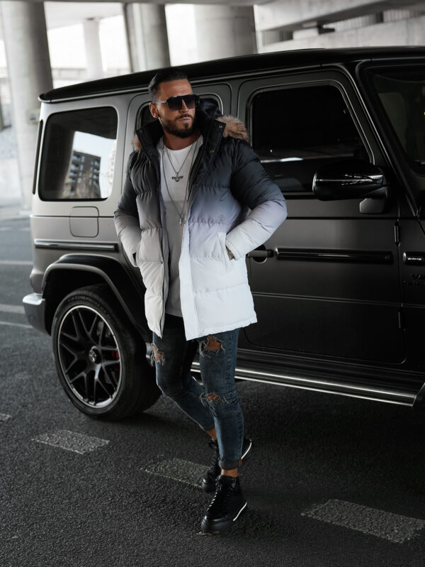 Kurtka męska z kapturem Ombre Olavoga grafitowa pikowana sklep online