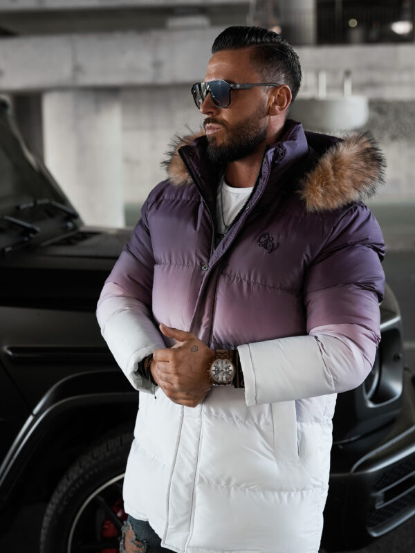 Kurtka męska z kapturem Ombre Olavoga bordowa pikowana sklep online