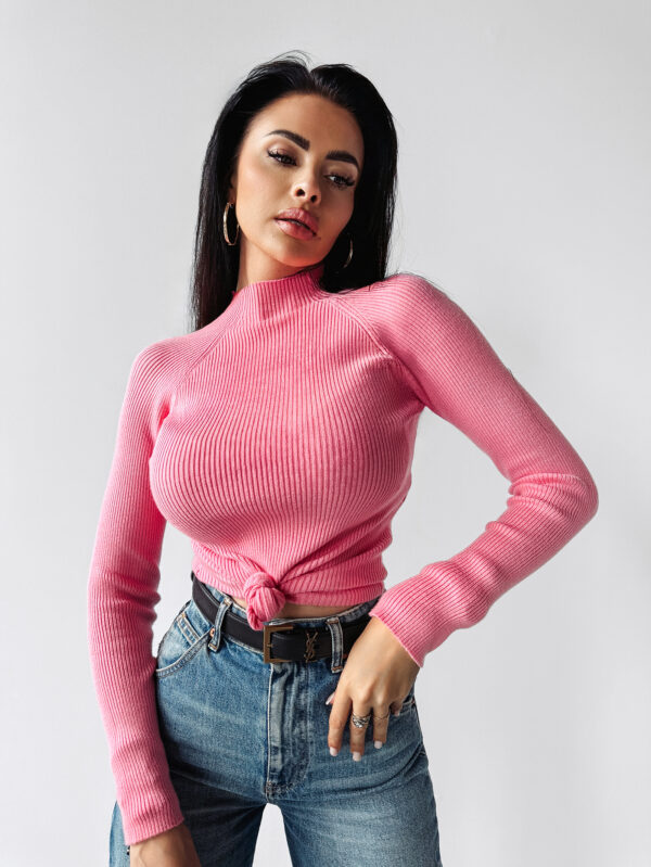 Sweter z golfem Olavoga Kristin różowy , ola voga