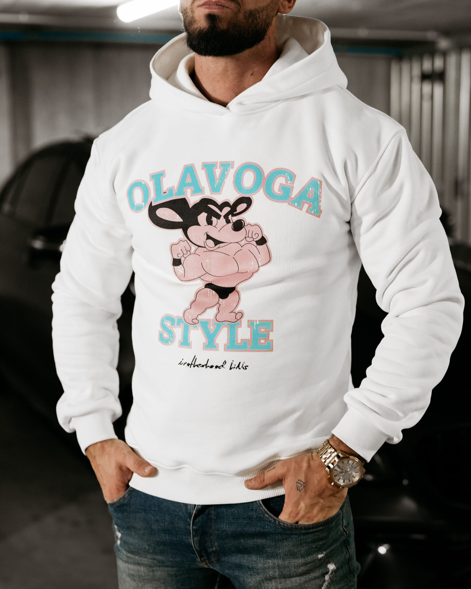 Bluza męska z kapturem FORME OLAVOGA ecru , butik olv , olavoga sklep online , ola voga ,