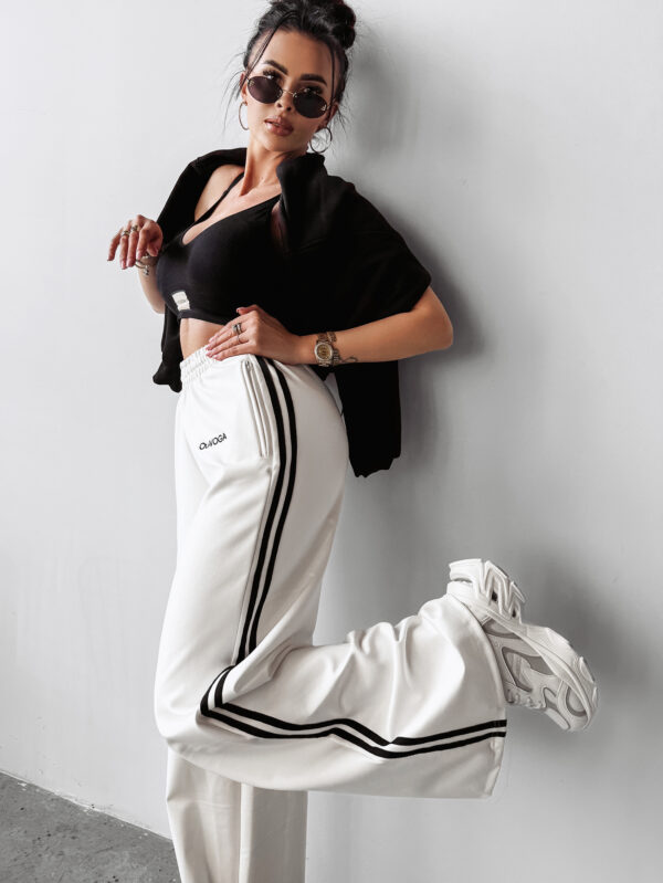 Spodnie damskie szerokie z lampasami ANDRA OLAVOGA ecru , butik olv , olavoga sklep online , ola voga ,