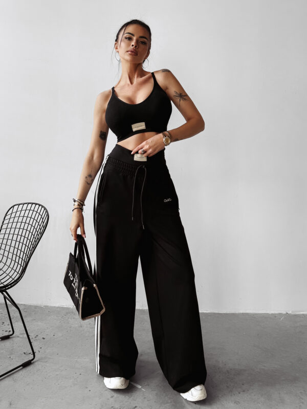 Spodnie damskie szerokie z lampasami ANDRA OLAVOGA czarne , butik olv , olavoga sklep online , ola voga ,