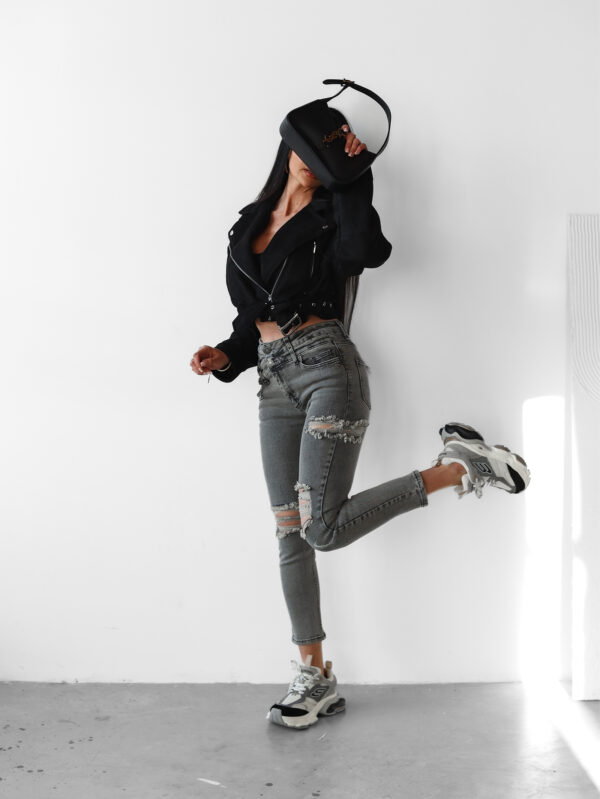 Spodnie damskie jeansowe z przetarciami OLAVOGA LUNA szare , butik olv , olavoga sklep online , ola voga ,