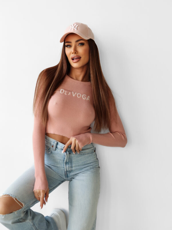 Sweter damski , top prążkowany JACQUELINE OLAVOGA pudrowy , butik olv , olavoga sklep online , ola voga ,