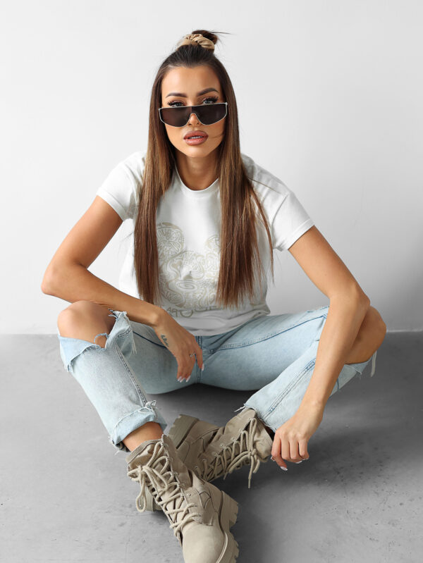 T-shirt damski z nadrukiem MICKEY SOURIS OLAVOGA ecru , butik olv , olavoga sklep online , ola voga ,