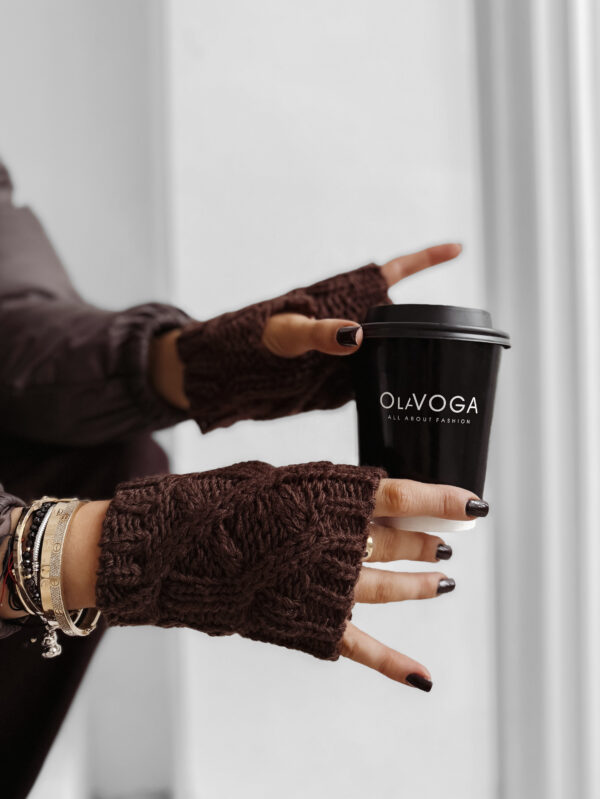 Rękawiczki damskie OLAVOGA DENIA czekoladowe
