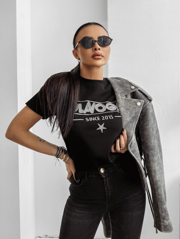 T-shirt damski OLAVOGA BLACK PRINCE czarny