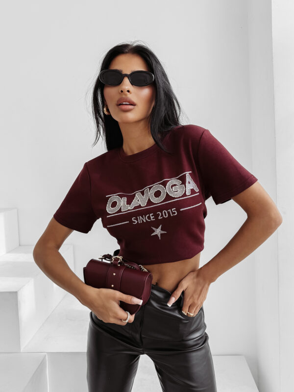 T-shirt damski OLAVOGA BLACK PRINCE bordowy