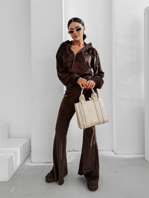 Komplet damski OLAVOGA VELVET WOOD czekoladowy