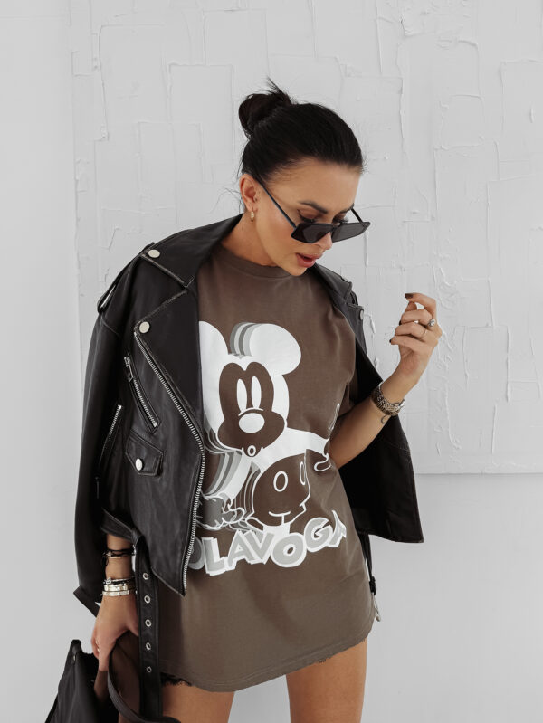 T-shirt damski OLAVOGA BESCO czekoladowy