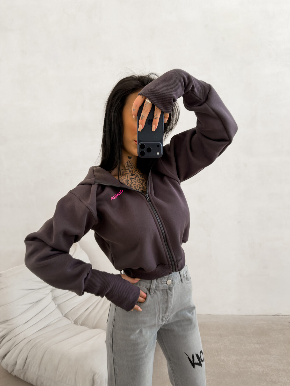 Bluza damska OLAVOGA LUMINK ciemnoszara - obrazek 3