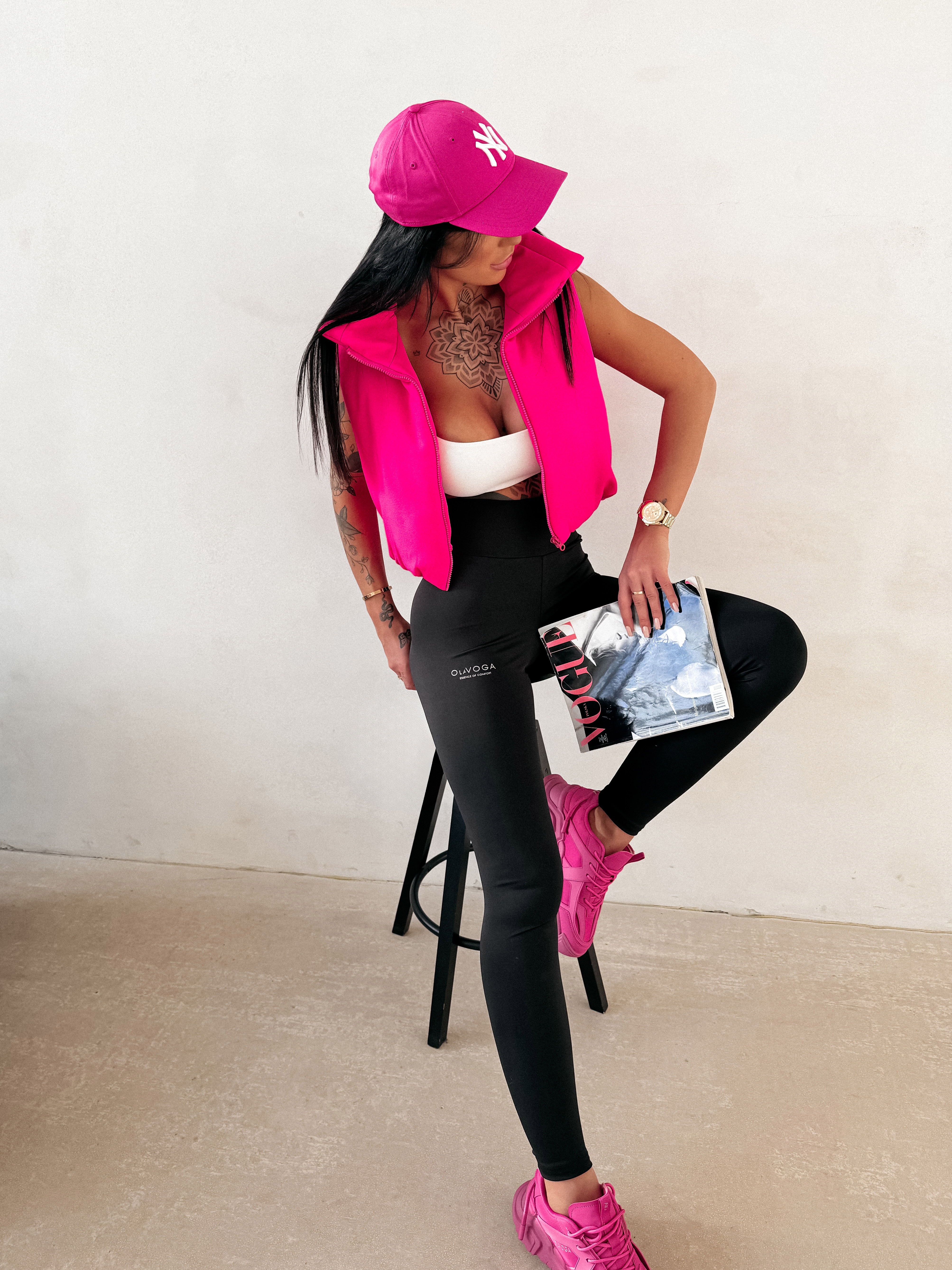 Legginsy damskie OLAVOGA PLAIN czarne - obrazek 4