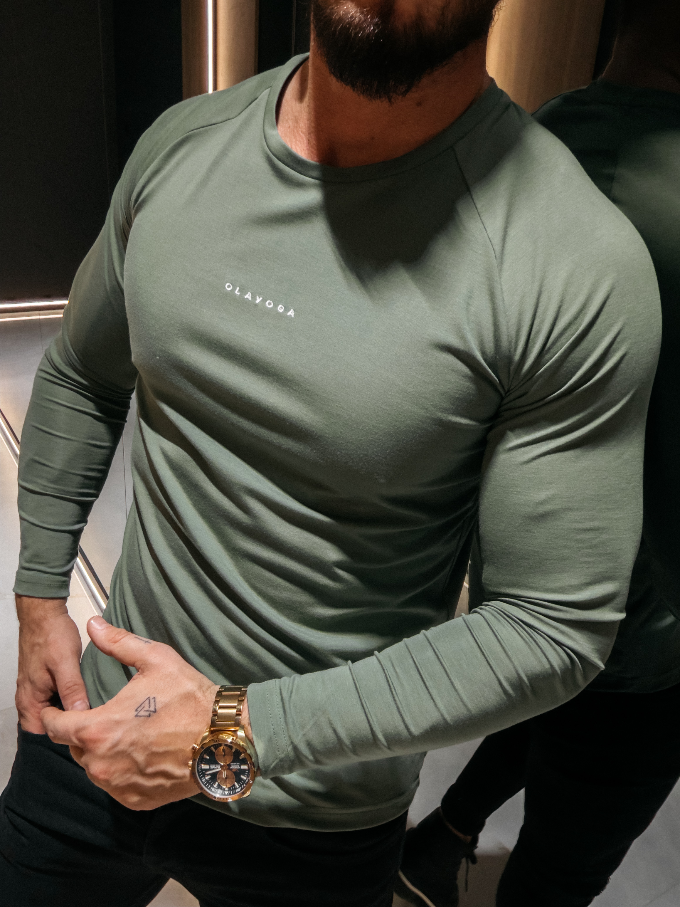 Longsleeve męski OLAVOGA MIRE oliwkowy