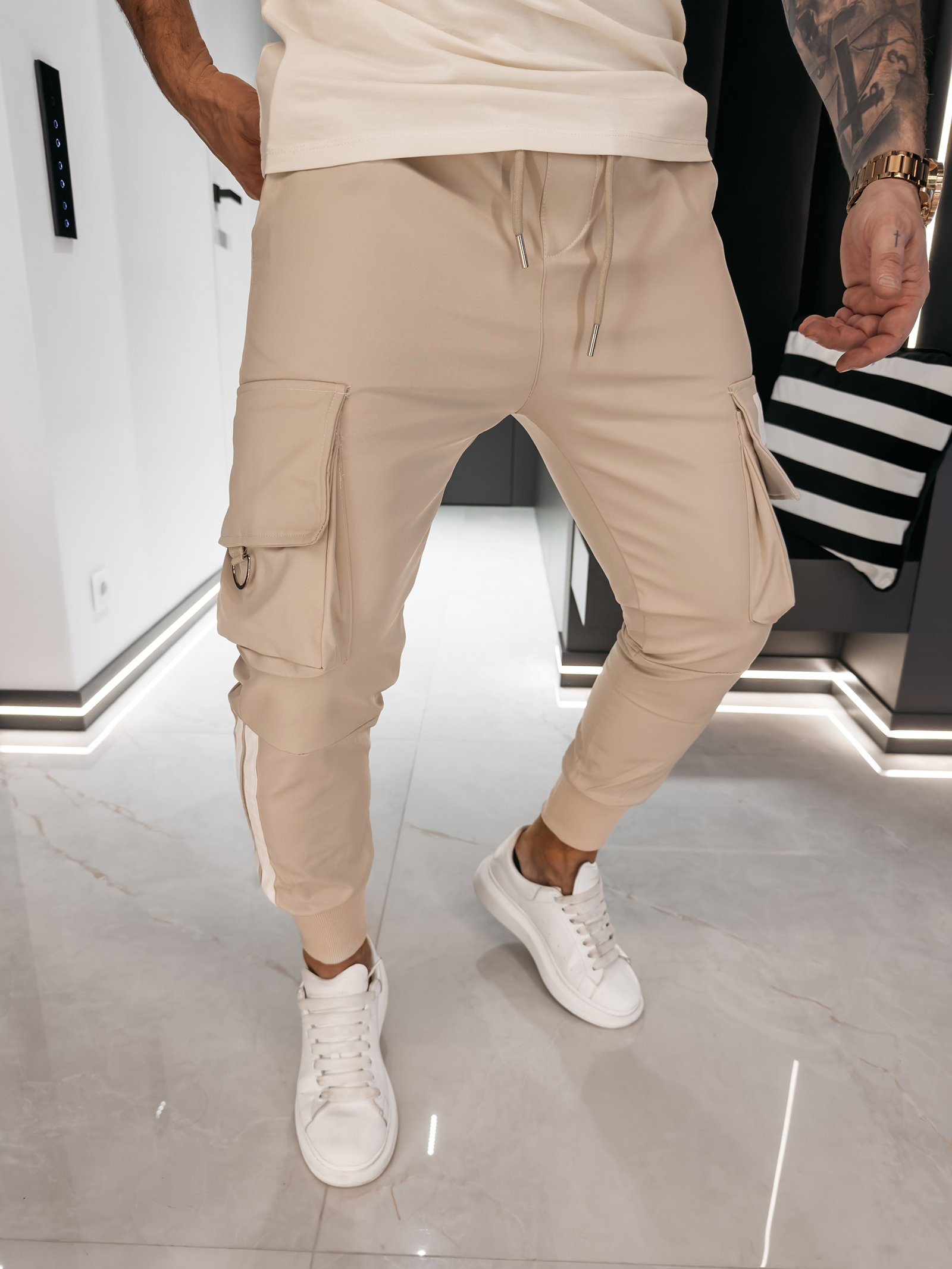 Spodnie męskie OLAVOGA CASTON beżowe - obrazek 2