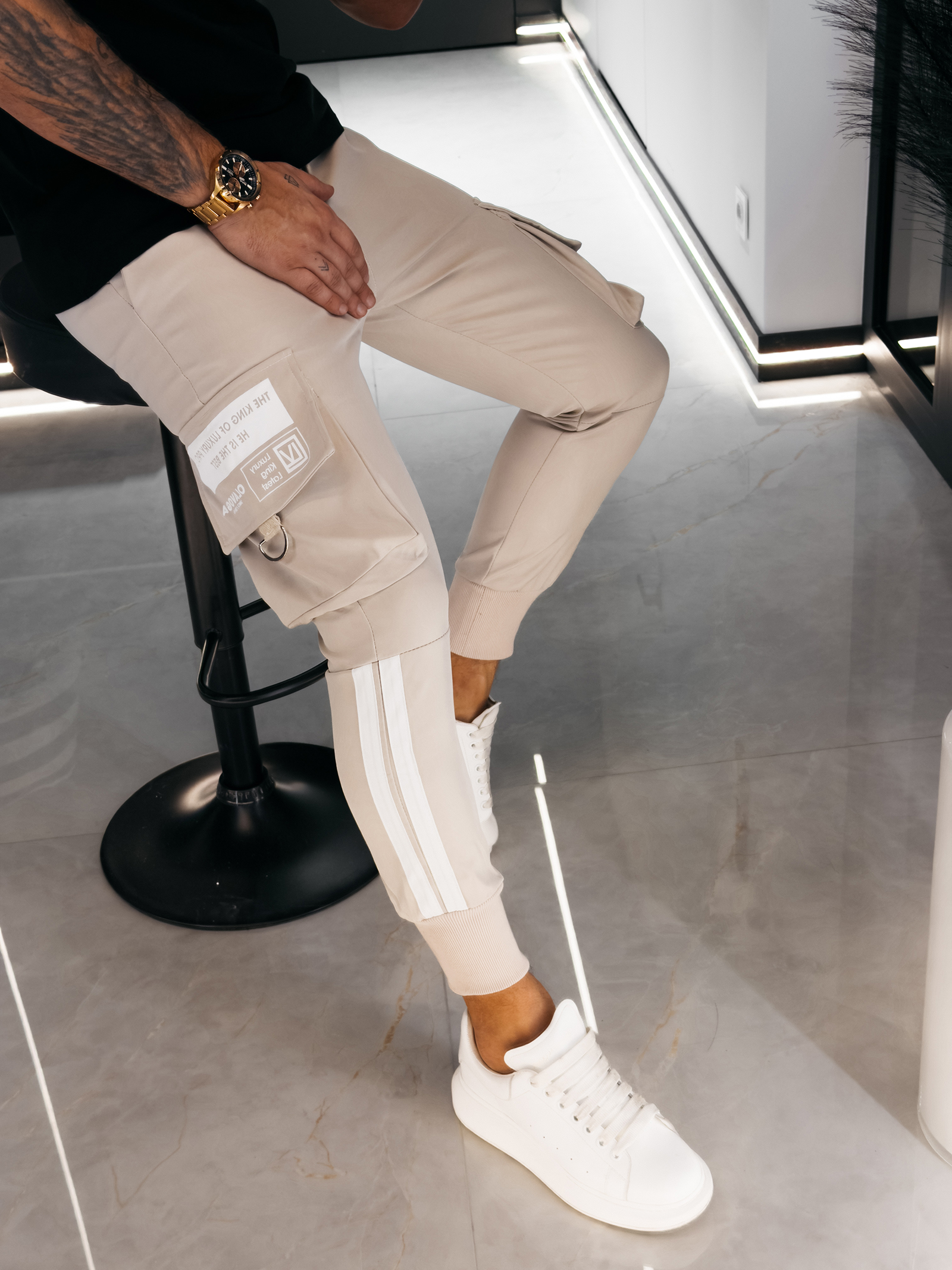 Spodnie męskie OLAVOGA CASTON beżowe - obrazek 3