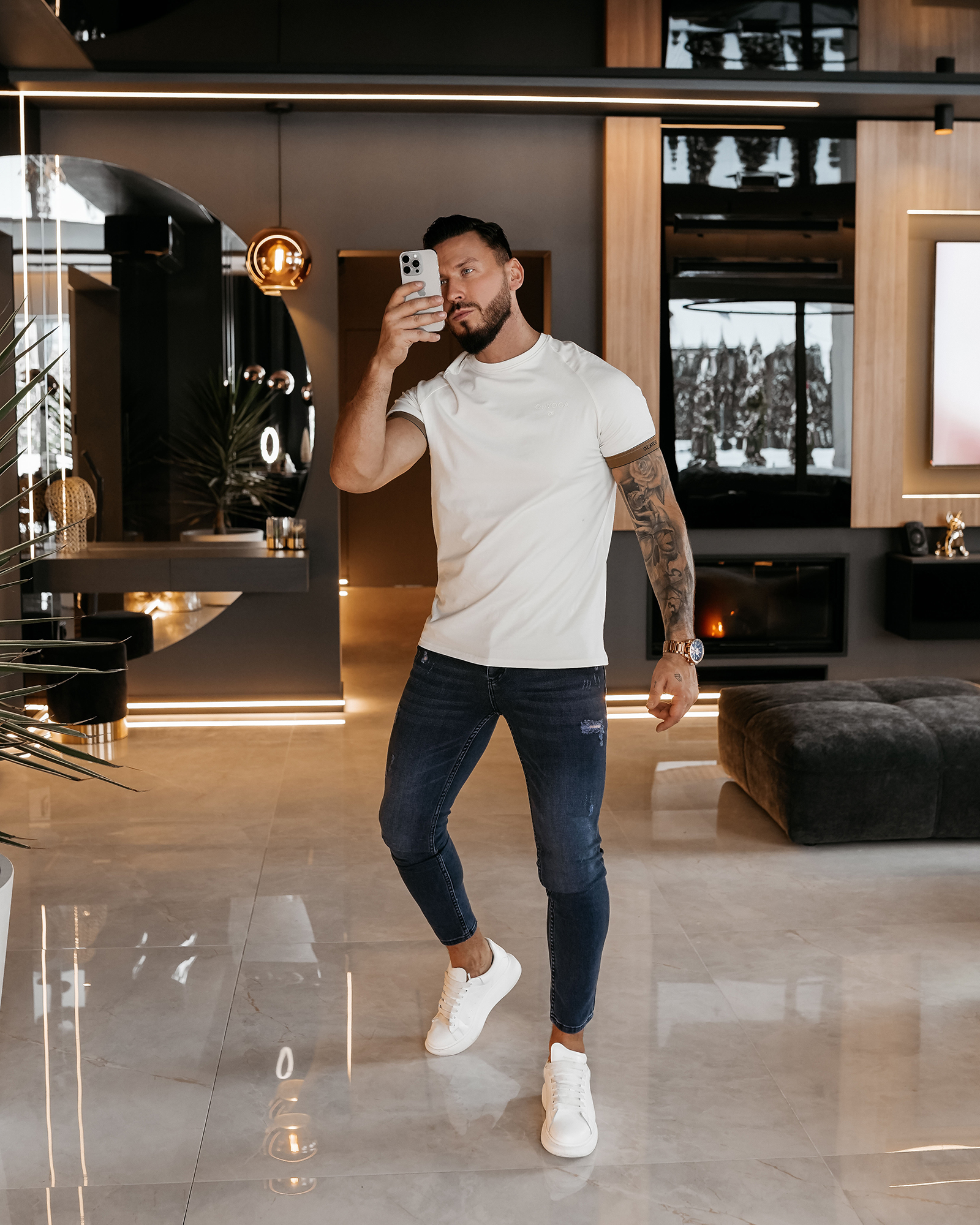 T-shirt męski OLAVOGA RAYSIER ecru - obrazek 4